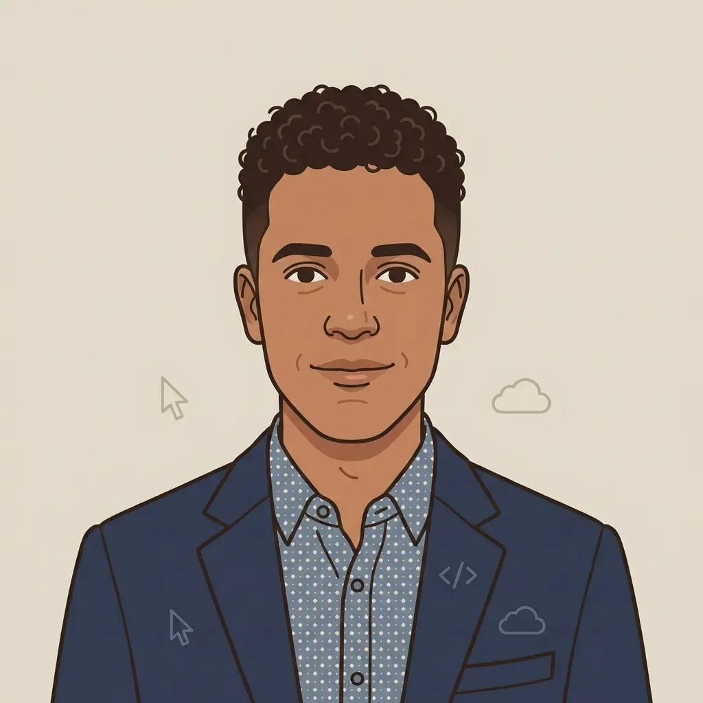 Avatar ilustrado de autor profissional de conteúdo digital brasileiro
