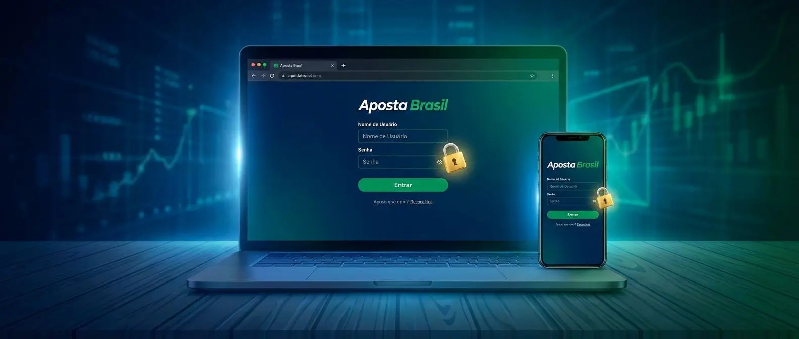 Tela de login da Betesporte com ícone de cadeado de segurança em destaque