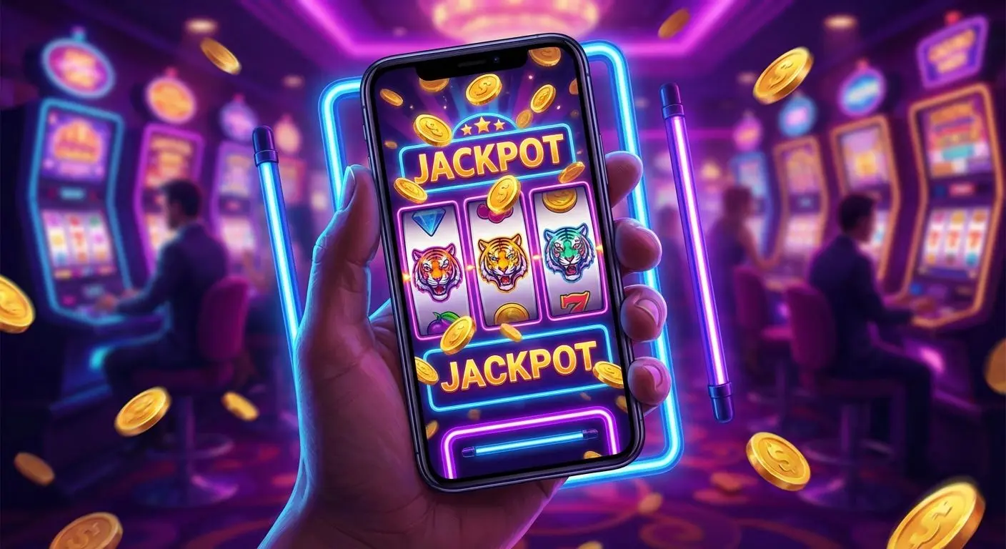 Interface do slot Fortune Tiger em um celular mostrando rolos coloridos