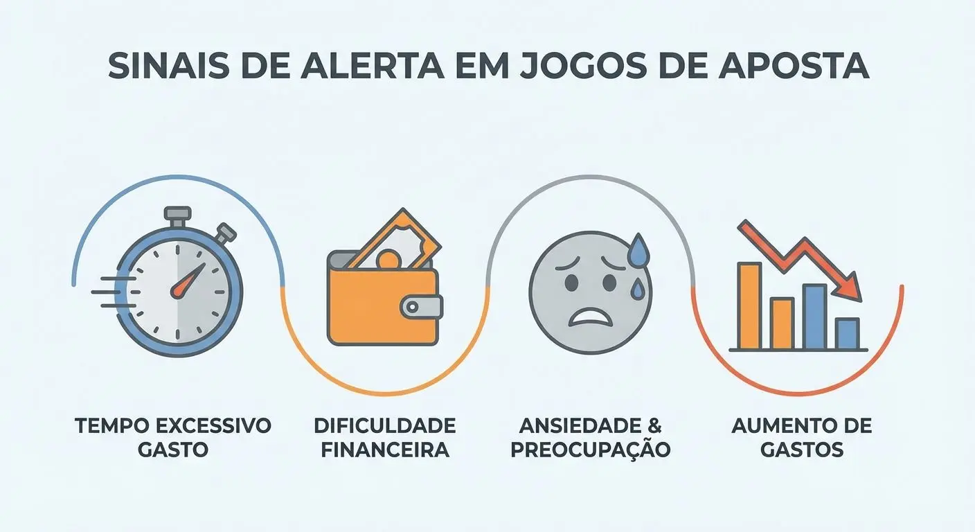 Infográfico com principais sinais de alerta no jogo de apostas