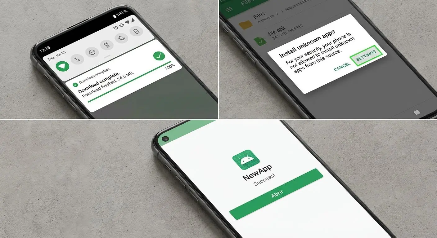 Passos de instalação do APK do Betesporte App no Android