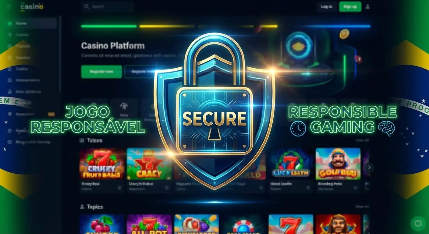 Cadeado e escudo simbolizando segurança e jogo responsável em cassino online