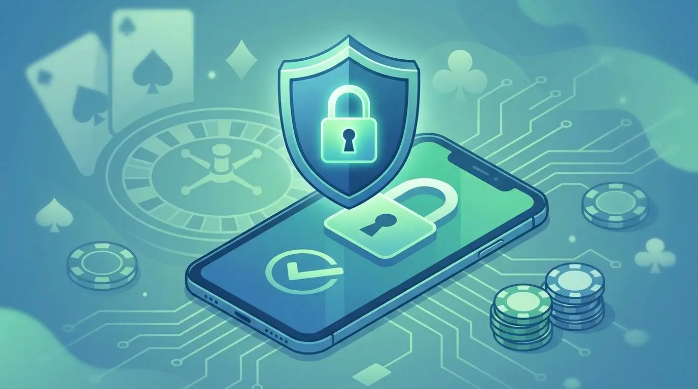 Escudo de segurança sobre celular com cadeado representando proteção de conta