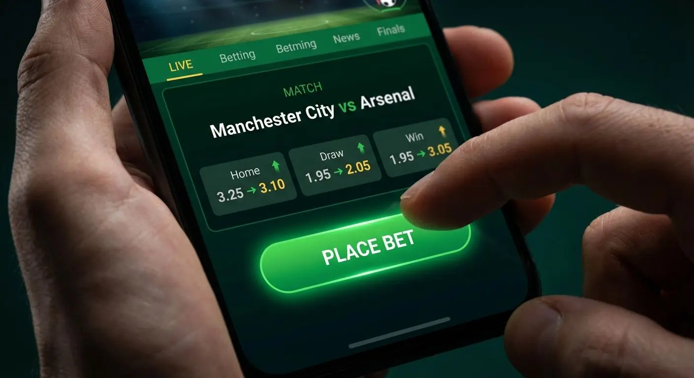 Tela de aposta esportiva com odds em destaque em celular