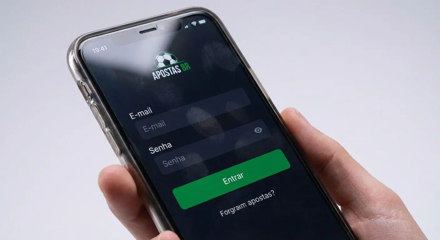 Tela de login da Betesporte em um celular com botão Entrar